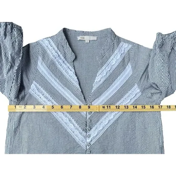Maje Lalite Striped Lace Trim Top Tunic Blouse – Size 1 (Small) - Picture 7 of 11